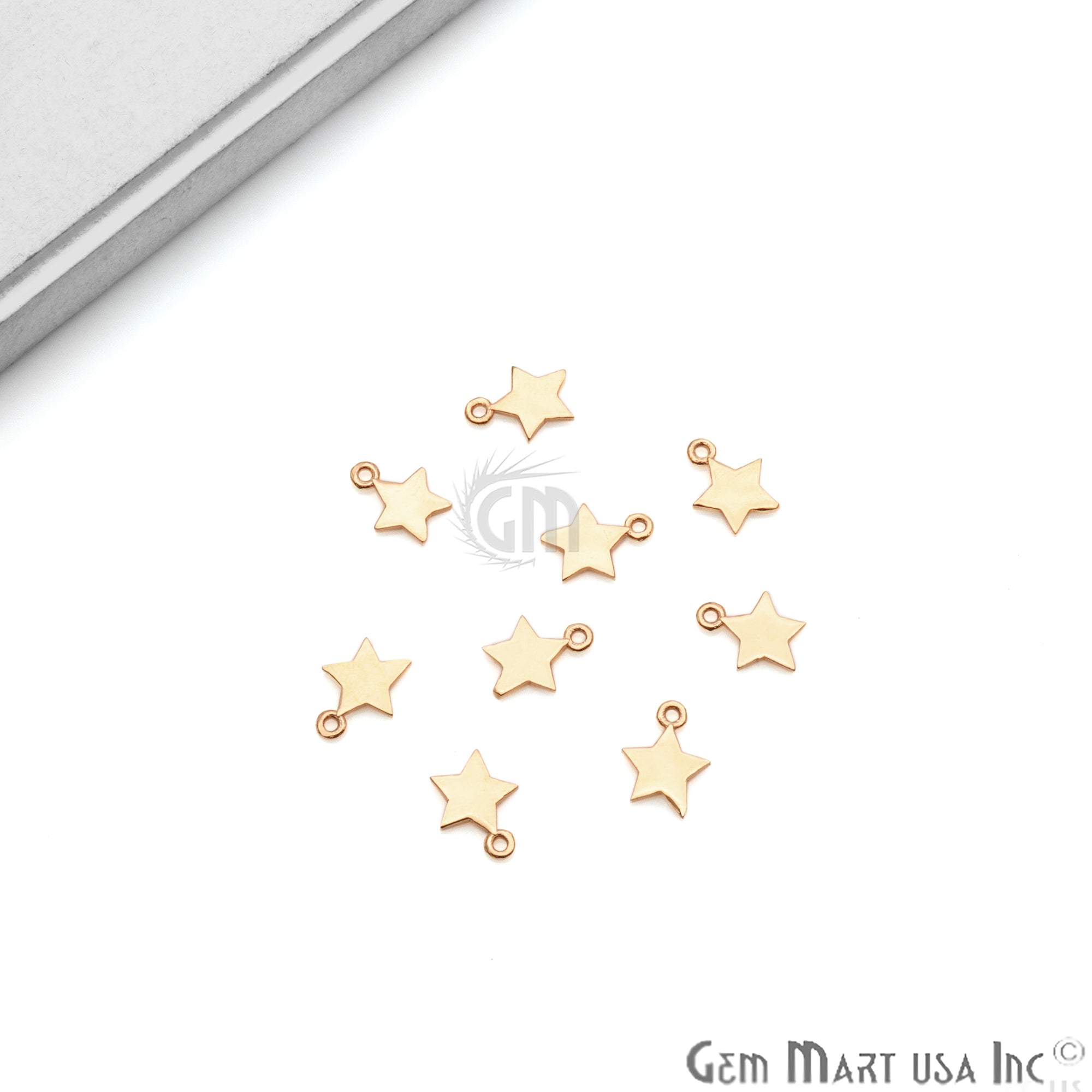 Star Shape 10x8mm Gold Plated Finding Charm, DIY Jewelry - GemMartUSA
