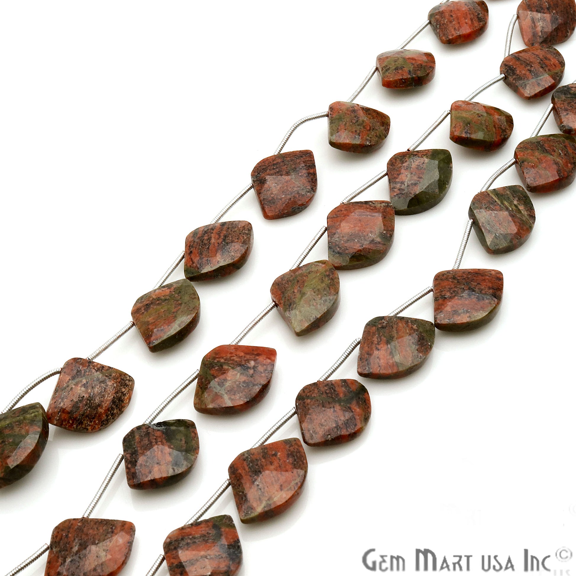 Unakite Freeform 19x14mm Crafting Beads Gemstone Briolette Strands 8 Inch - GemMartUSA