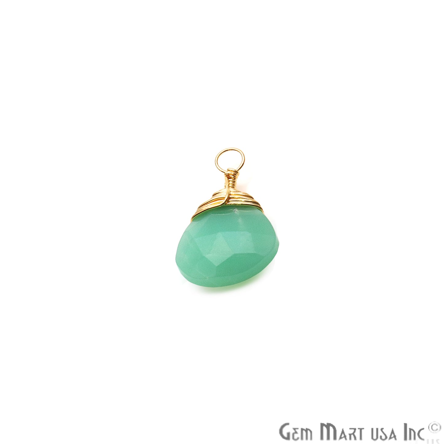 Chrysoprase Drop 18x12mm Gold Wire Wrapped Gemstone Connector - GemMartUSA