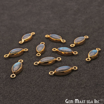 Flashy Labradorite Marquise Shape Gold Edge 20x7mm Double Bail Connector - GemMartUSA