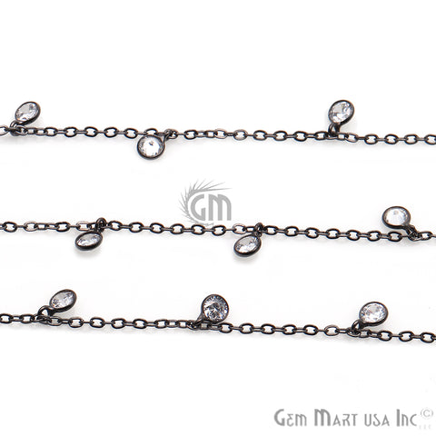 White Zircon Bezel Oxidized Dangle Fancy Rosary Chain - GemMartUSA