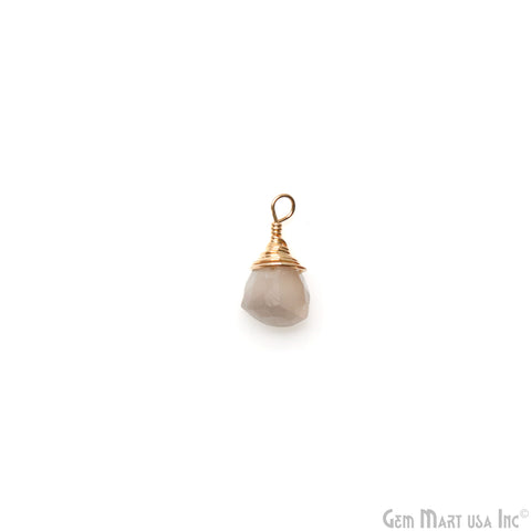 Multi Moonstone Trillion 6mm Gold Plated Wire Wrapped Gemstone Drop Connector