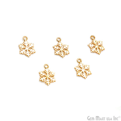 Snowflake Shape 19x13mm Gold Plated Textured Charm Minimalist Finding