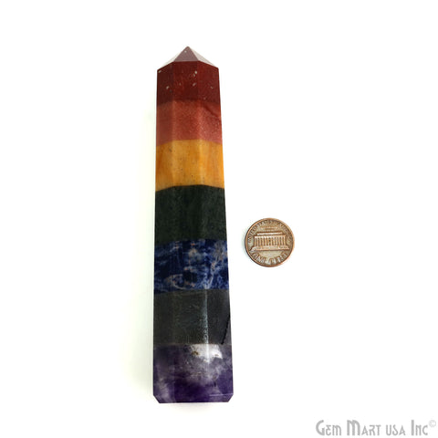 7 Chakra Gemstone Jumbo Tower Crystal Tower Obelisk Healing Meditation Gemstones 4-5 Inch