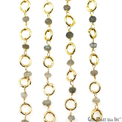 Labradorite With Gold Plated Round Finding Rosary Chain