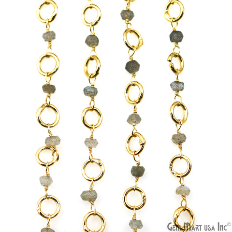 Labradorite With Gold Round Finding Rosary Chain