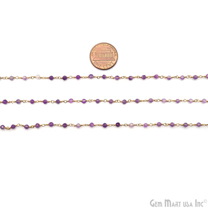 Amethyst Beaded Gold Wire Wrapped Rosary Chain (762758103087)