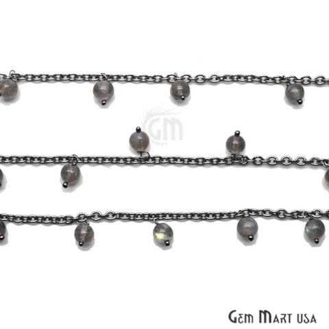 Labradorite Faceted Beads Oxidized Wire Wrapped Cluster Rosary Chain