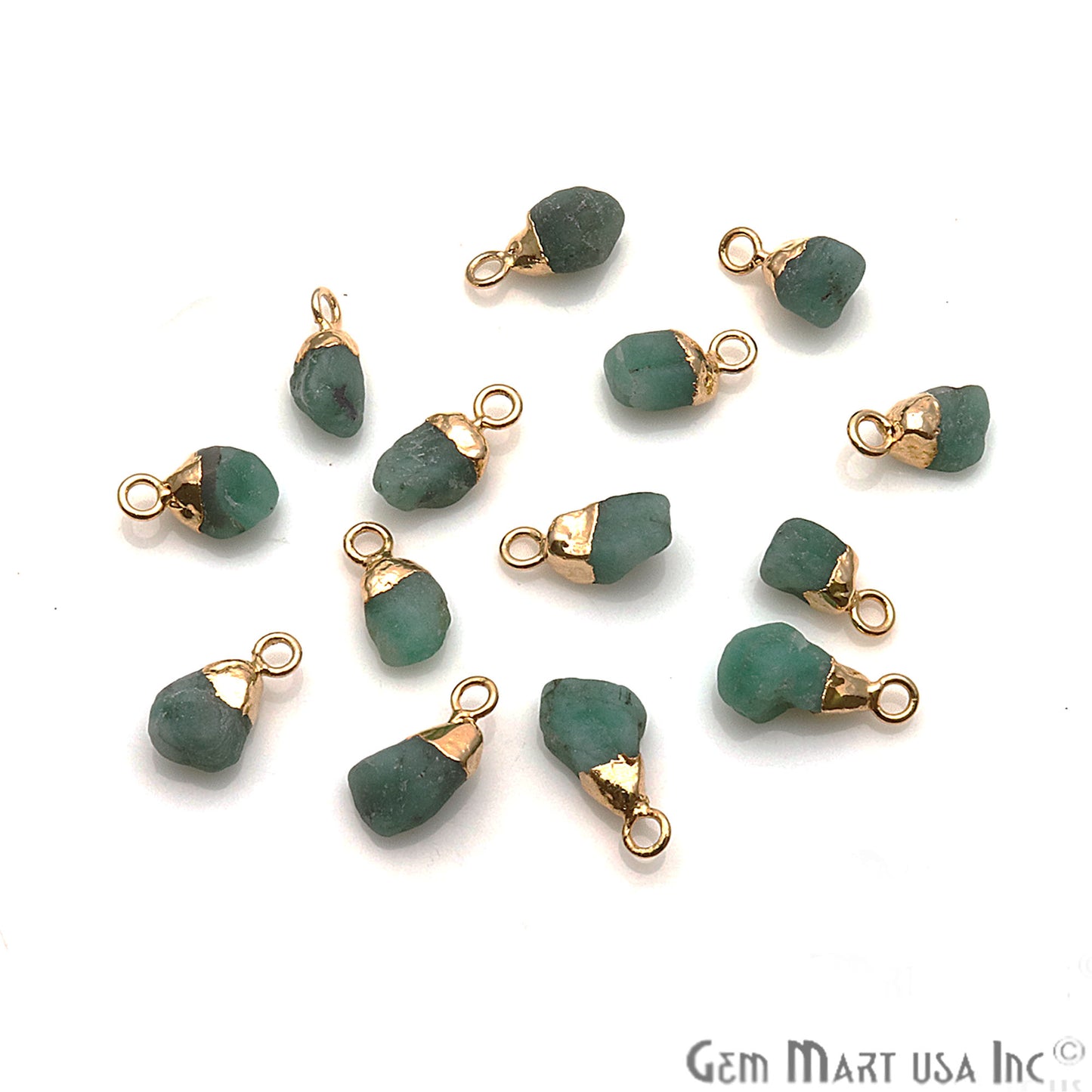 Chrysoprase Organic 11x5mm Gold Electroplated Pendant Connector - GemMartUSA