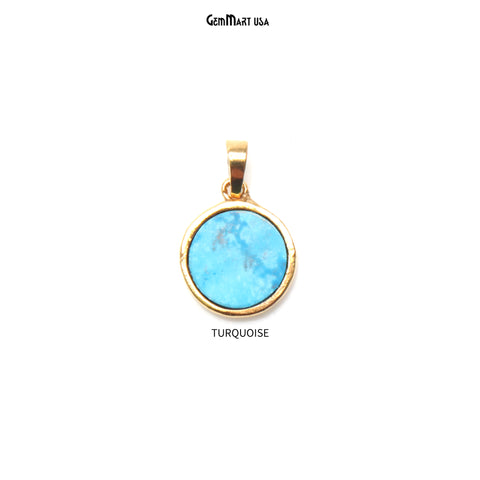 Gemstone Round Shaped Gold Plated Pendant 15x12MM