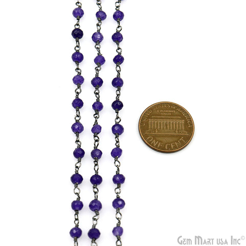 Amethyst Jade Beads Oxidized Wire Wrapped Rosary Chain (763716501551)