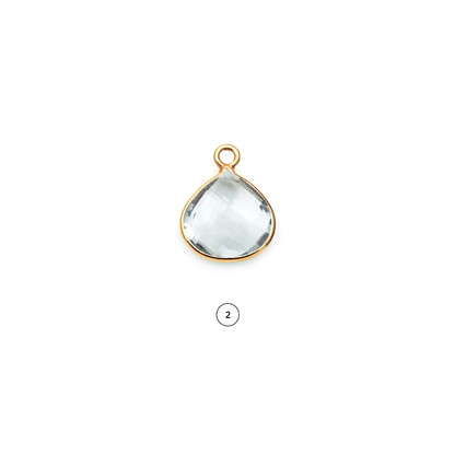 Heart 14mm Single Point Bail Gold Bezel Gemstone Connector