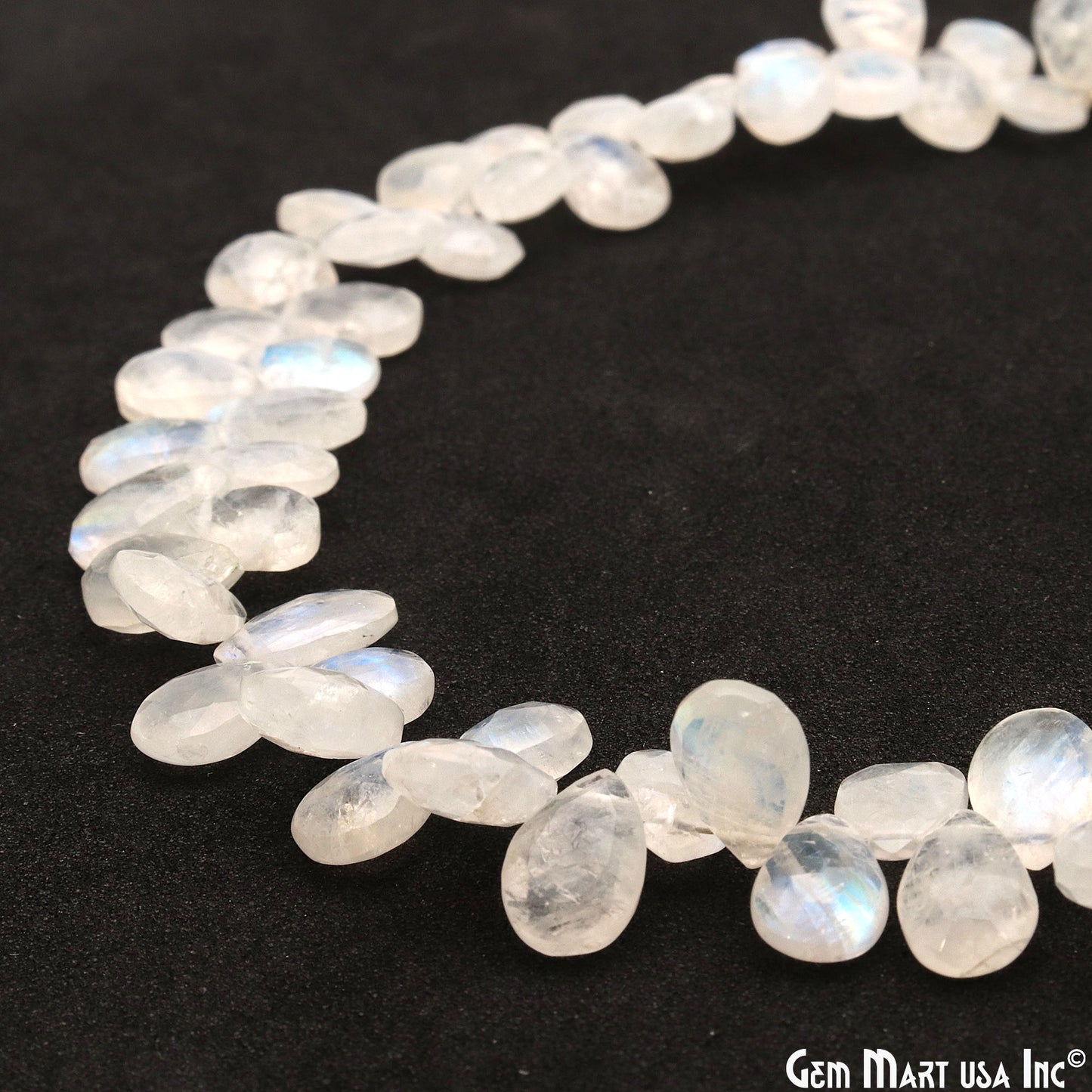 Rainbow Moonstone Teardrop Beads, 8 Inch Gemstone Strands, Drilled Strung Briolette Beads, Teardrop Shape, 10x7mm