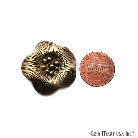 Flower Shape Antique Plated 30mm Charm For Bracelets & Pendants - GemMartUSA