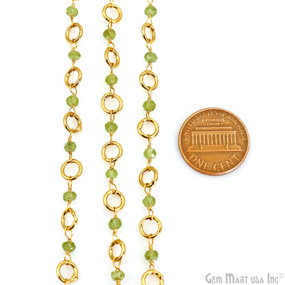 Peridot Beads 3-3.5mm Gold Plated 6mm Round Finding Rosary Chain