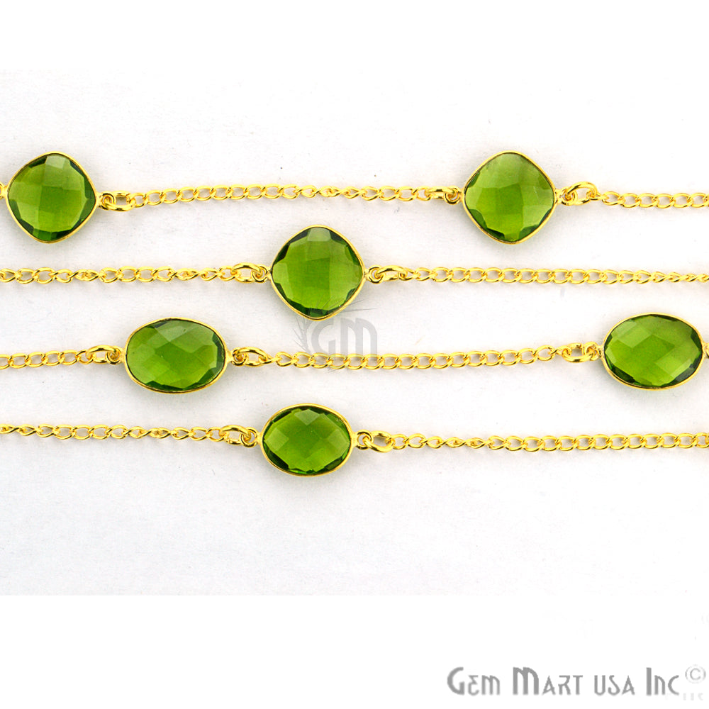 Peridot 10-15mm Gold Plated Link Bezel Connector Chain - GemMartUSA (764191899695)