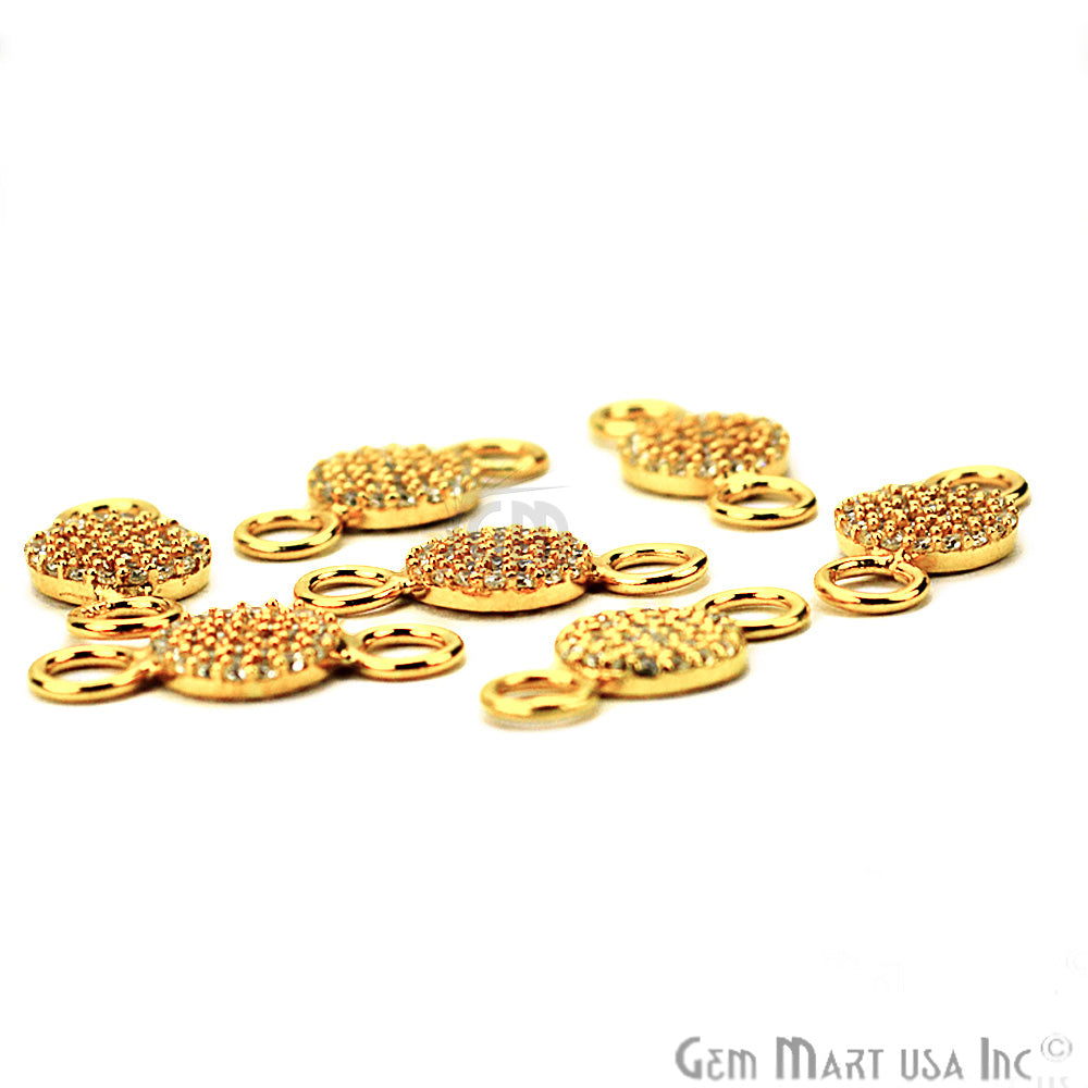 Cubic Zircon Pave 'Round' Gold Vermeil Charm For Bracelet & Pendants - GemMartUSA