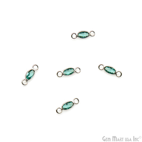 5pc Lot Apatite Oval 4x3mm Silver Plated Double Bail Gemstone Connector