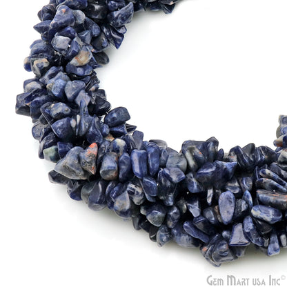 Sodalite Chip Beads, 34 Inch, Natural Chip Strands, Drilled Strung Nugget Beads, 7-10mm, Polished, GemMartUSA (CHSD-70004)