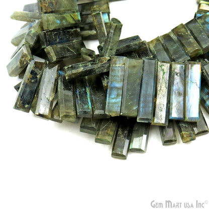 Labradorite Rectangle Beads, 9 Inch Gemstone Strands, Drilled Strung Briolette Beads, Rectangle Shape, 28x10mm