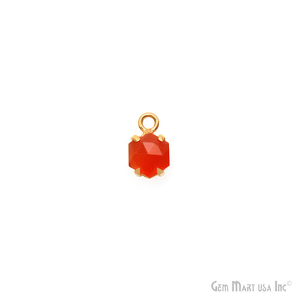 Carnelian Faceted Hexagon 6-7mm Prong Gold Plated Single Bail Connector