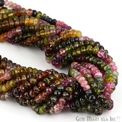 Multi Tourmaline Faceted Round Beads 5mm Gemstone Rondelle Beads - GemMartUSA