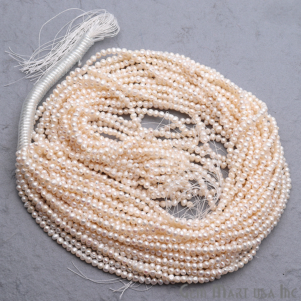 Pearl Round Beads 3-4mm Gemstone Rondelle Beads - GemMartUSA