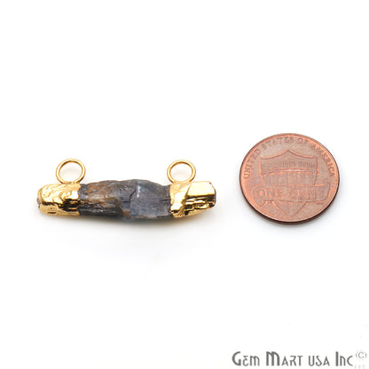 Rough Kyanite 29x12mm Gold Electroplated Double Bail Connector - GemMartUSA