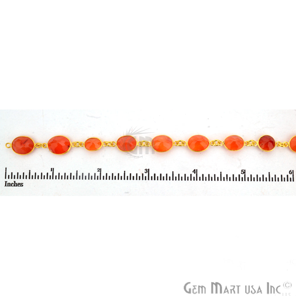 Carnelian 10mm Round Gold Plated Continuous Connector Chain - GemMartUSA (764266151983)