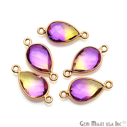 Doublet Aura Quartz 8x12mm Pear Connector (Pick Color,Bail or plating) - GemMartUSA