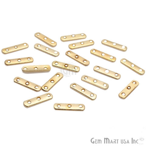5pc Lot Gold Spacers Bar, 3 Hole Bar, Gold Plated Multi Strand Connector - GemMartUSA