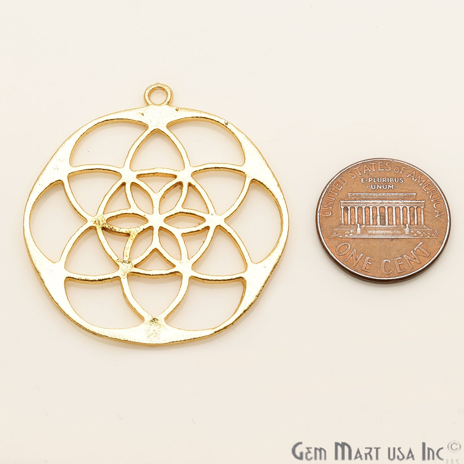 Mandala Shape Finding 40x36mm Gold Plated Chandelier Jewelry Charm - GemMartUSA