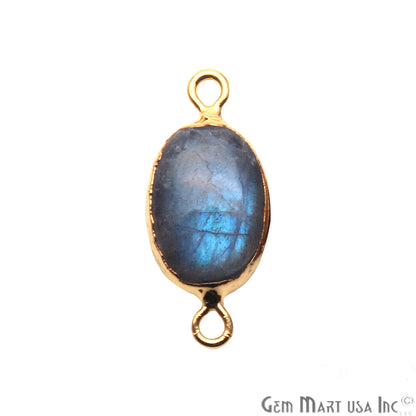 Labradorite Oval Cabochon 10x14mm Gold Edged Double Bail Connector - GemMartUSA