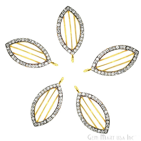 Cubic Zircon Pave 'Marquise' Gold Vermeil Charm For Bracelet & Pendants - GemMartUSA