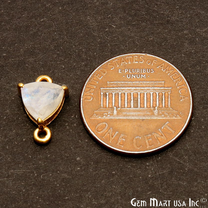 Rainbow Moonstone Prong Setting Gold Plated Flashy Gemstone Connector - GemMartUSA