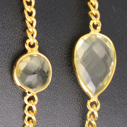 Lemon Topaz 10-15mm Gold Plated Link Bezel Connector Chain - GemMartUSA (764189179951)