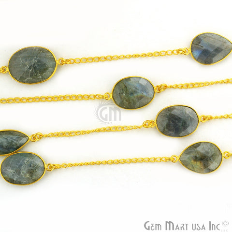 Labradorite 15mm Gold Plated Bezel Link Connector Chain - GemMartUSA (764187803695)