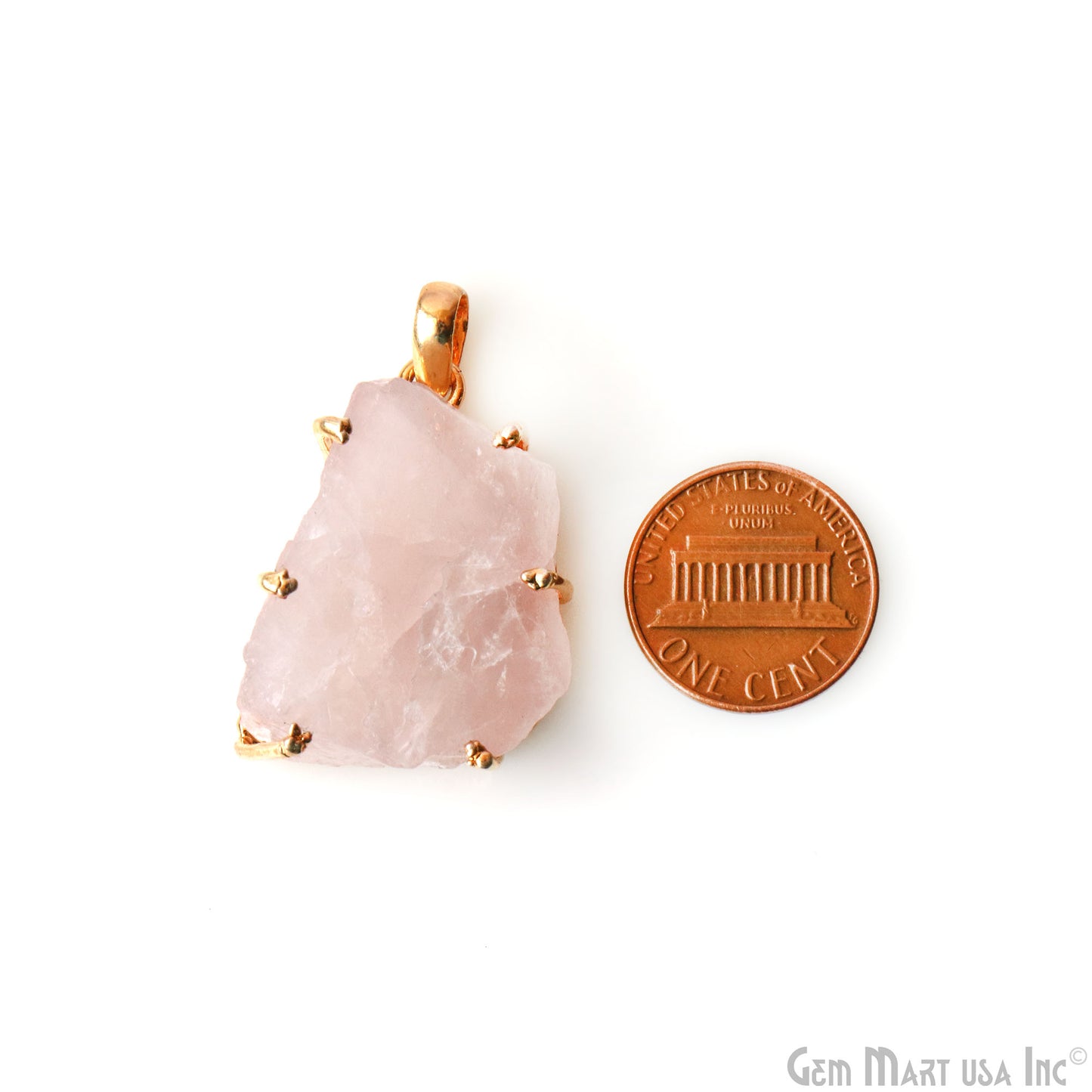 Natural Morganite Organic 35x23mm Gold Plated Prong Setting Single Bail Gemstone Pendant