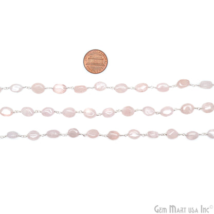 Rose Quartz 8x5mm Tumble Beads Gold Plated Rosary Chain