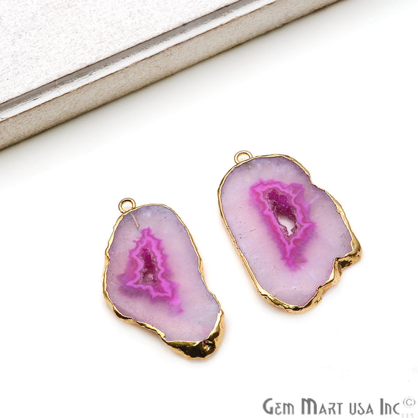 Agate Slice 38x20mm Gold...