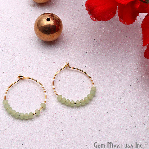 DIY Loop Hoop Gold Plated Gemstone Beaded Earring - 1 pair (Pick Stone) - GemMartUSA