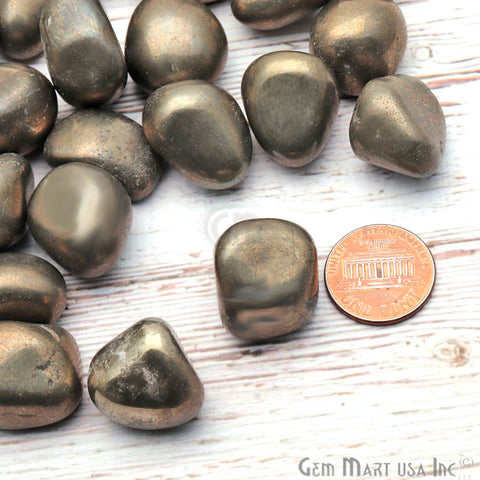 3.53oz Lot Pyrite Tumbled Reiki Healing Metaphysical Beach Spiritual Gemstone - GemMartUSA