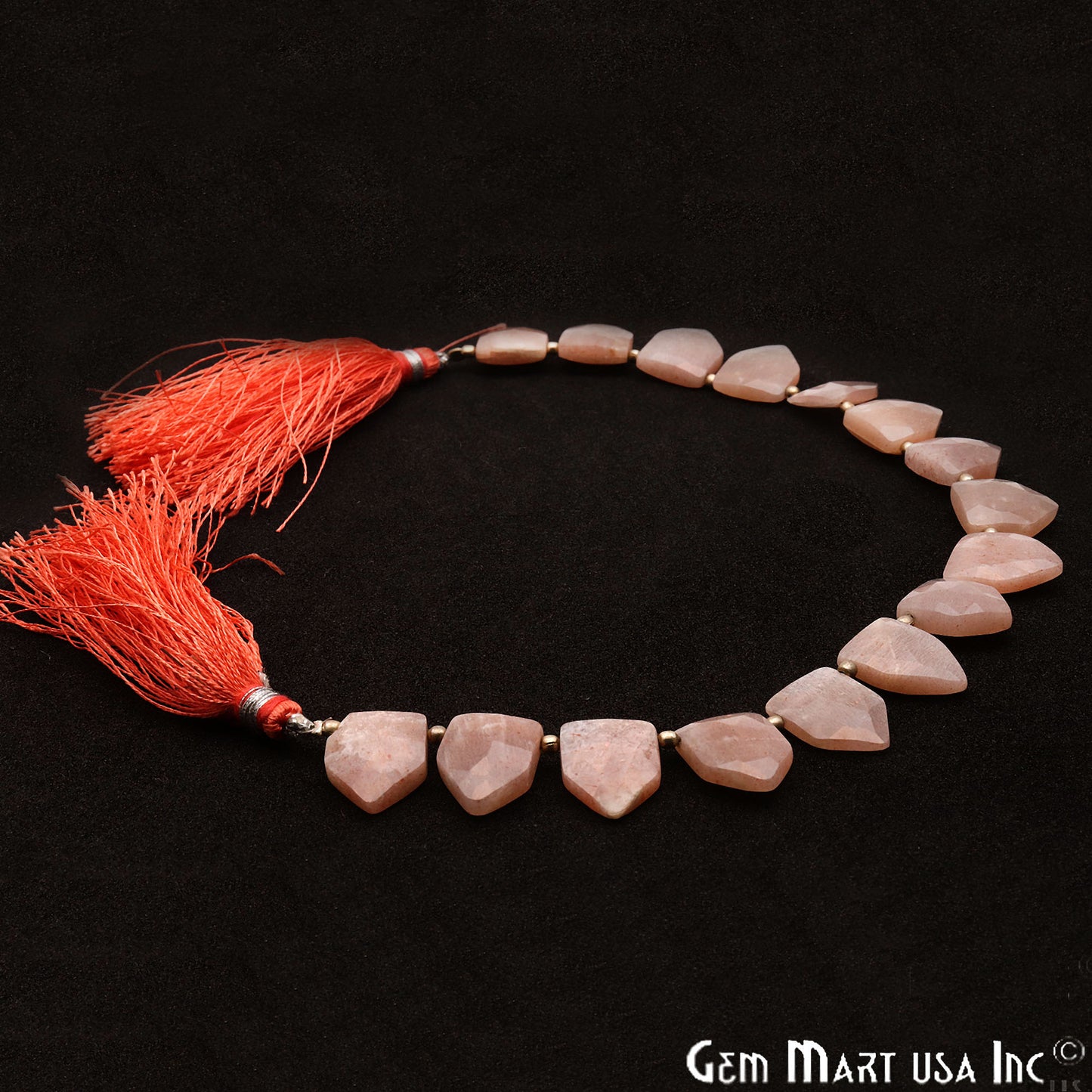 Peach Moonstone Pentagon 14x10mm Crafting Beads Gemstone Briolette Strands 8 Inch - GemMartUSA