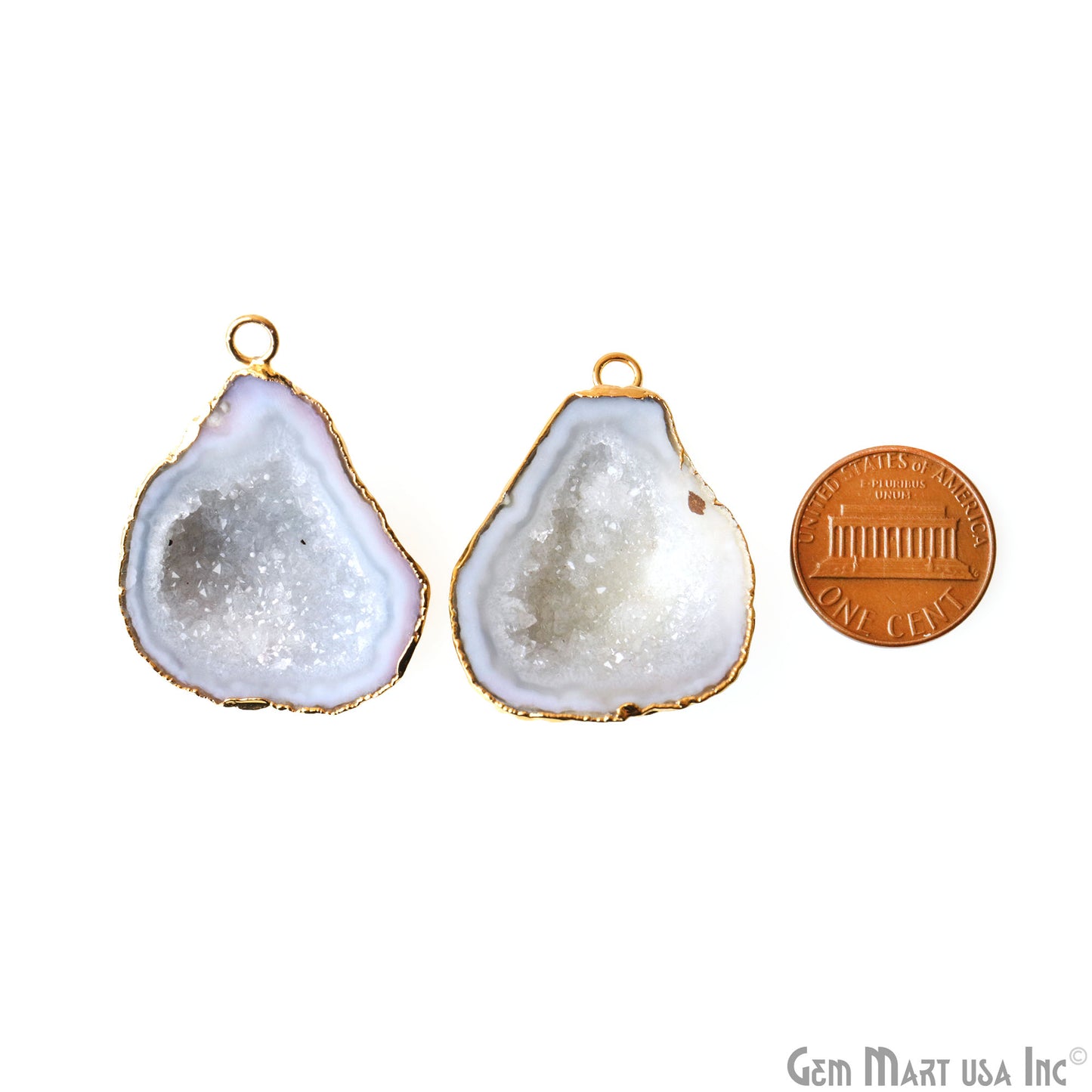 Geode Druzy 29x37mm Organic Gold Electroplated Single Bail Gemstone Earring Connector 1 Pair