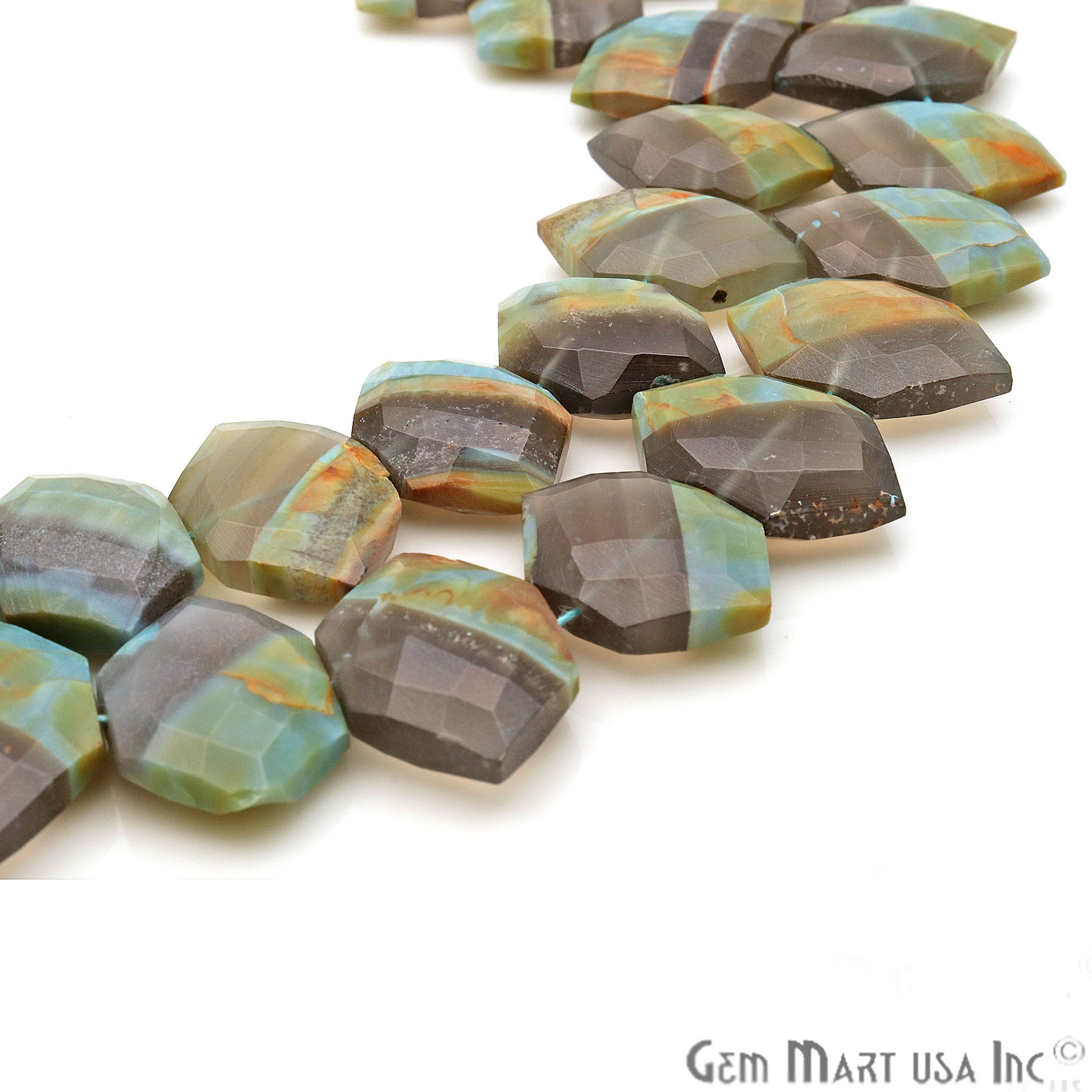 Boulder Opal Hexagon 21x14mm Crafting Beads Gemstone Strands 8INCH - GemMartUSA