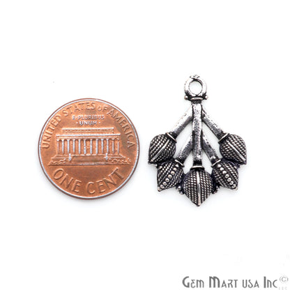 Tulip Shape Oxidized 25x19mm Charm For Bracelets & Pendants - GemMartUSA