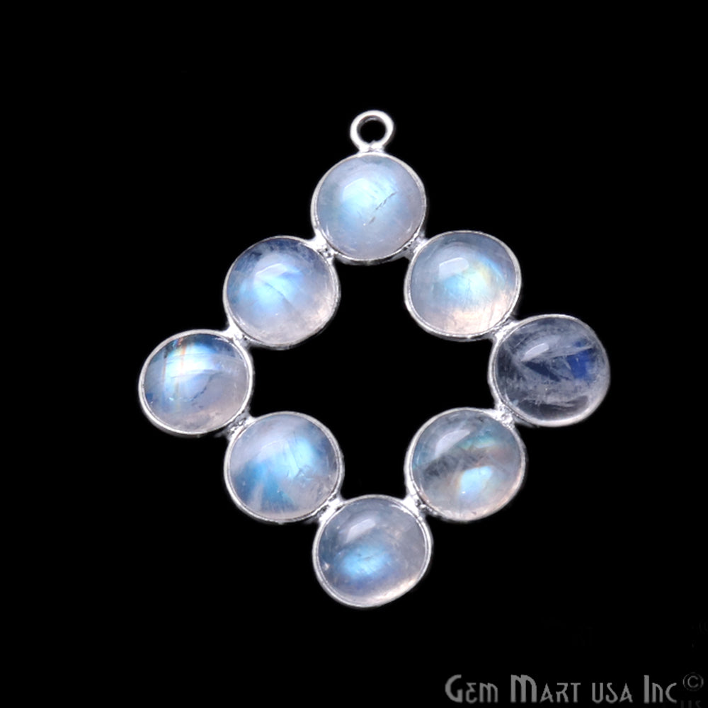 DIY Rainbow Moonstone 33x24mm Silver Plated Chandelier Finding Component - GemMartUSA