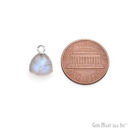 Rainbow Moonstone 10mm Trillion Single Bail Silver Electroplated Gemstone Connector