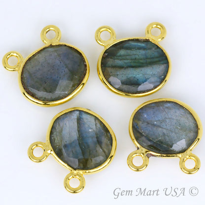 Oval 10x12mm Cat Bail Gold Bezel Gemstone Connector