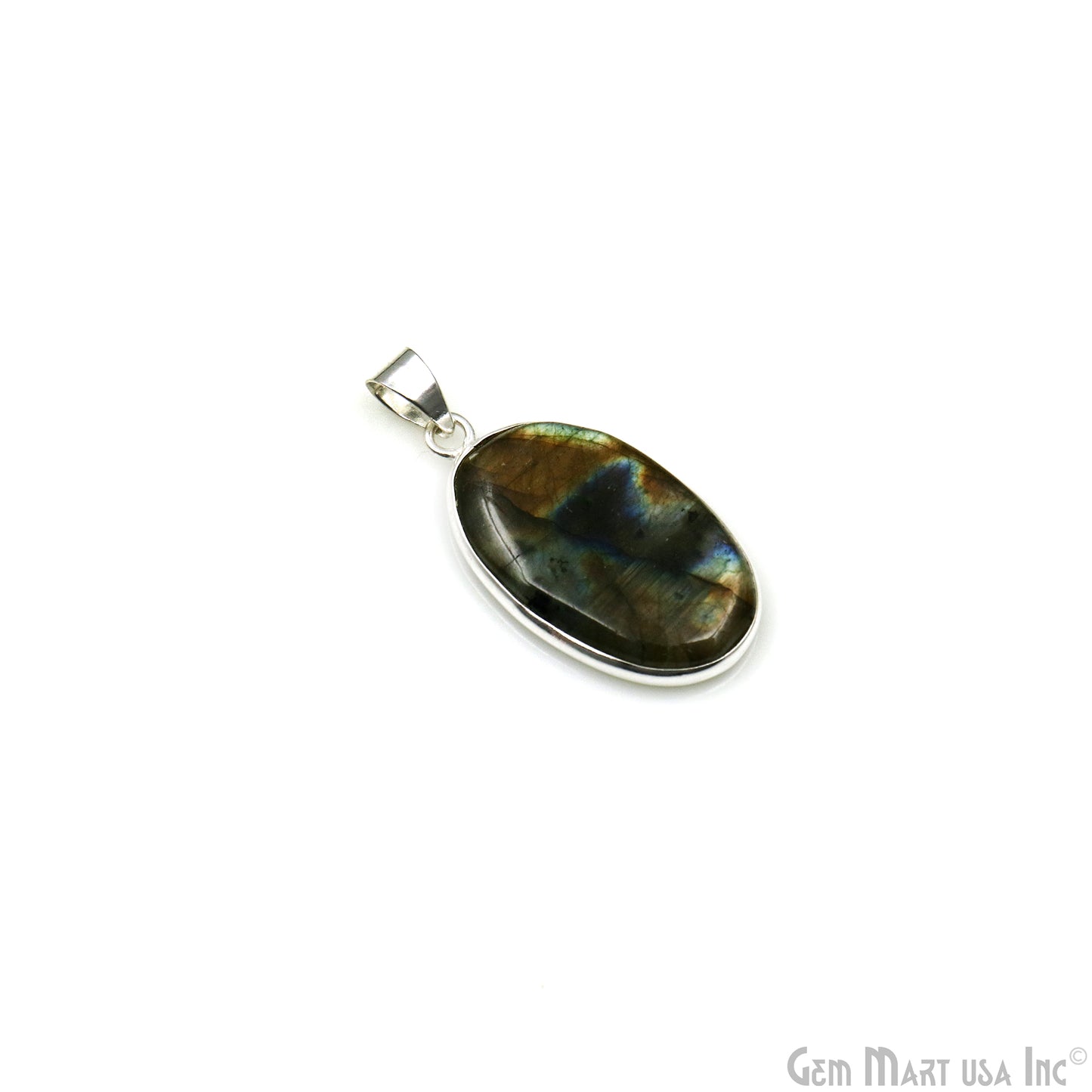 Labradorite Gemstone Oval 35x20mm Sterling Silver Necklace Pendant 1PC